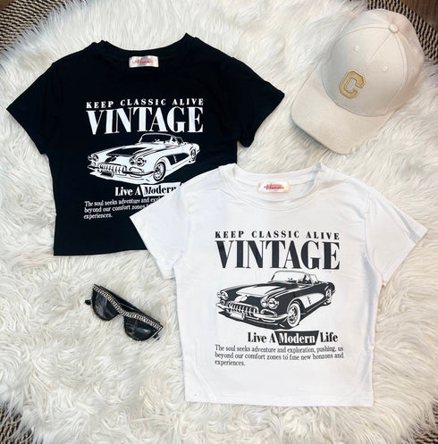 Basic Print Crop T-Shirts